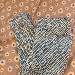 Denim & Co. Active Blue Printed Regular Duo Slim Leg Crop Pant w/ Ruching SZ L